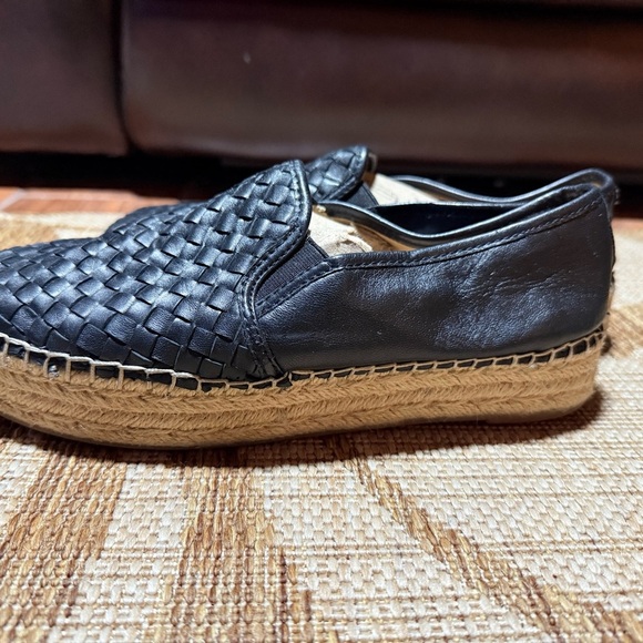 SAM EDELMAN CATHERINE Black Leather Espadrille Platform Flats Loafers US 9.5 EUC - Picture 8 of 9
